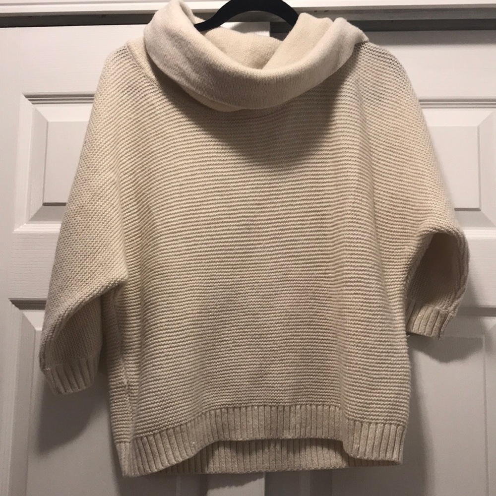 NY&CO cowl neck sweater, Large, off white w/ gold